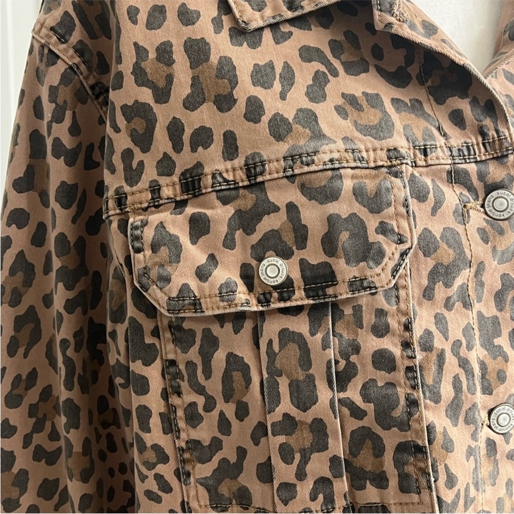Kensie Leopard Print Jean Jacket Size L - Picture 7 of 9